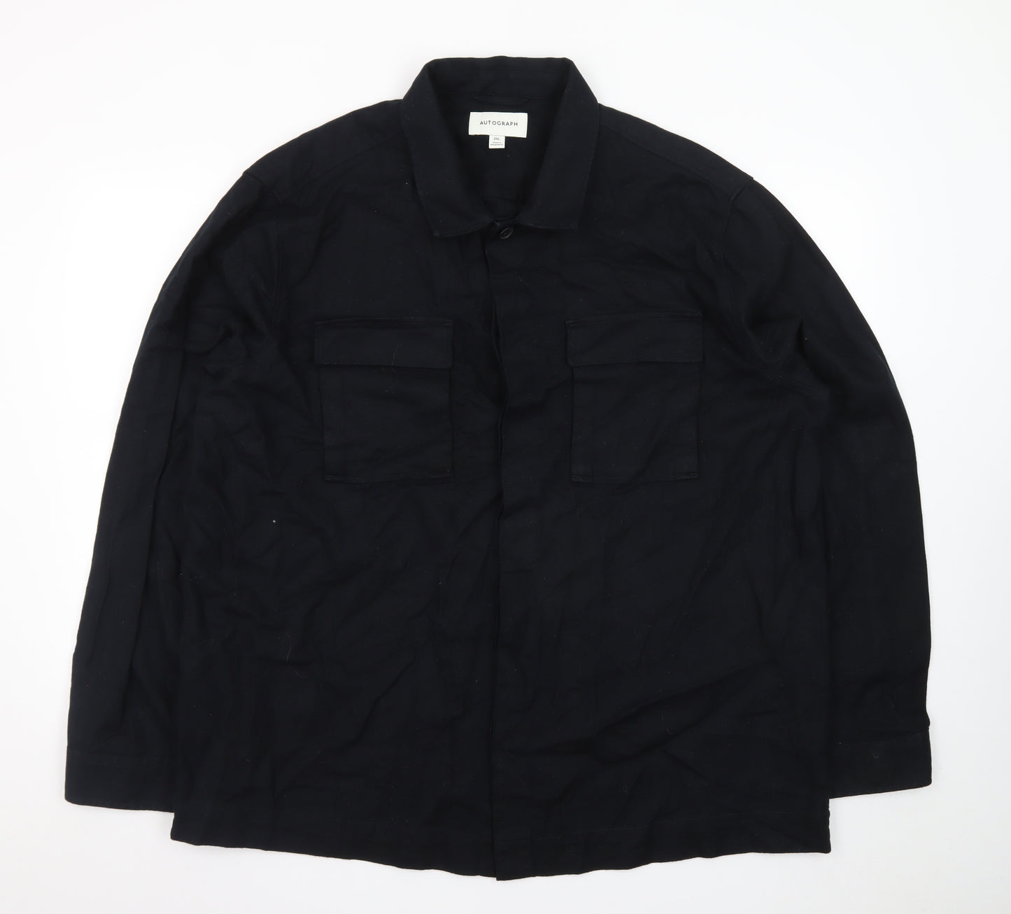 Marks and Spencer Autograph Men’s Black 2XL Cotton Button-Up Shirt