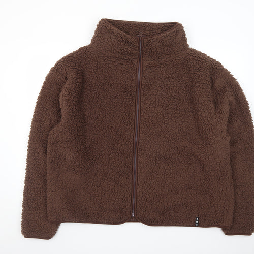 Online Home Shop Women's Brown Fleece Zip Jacket Size L