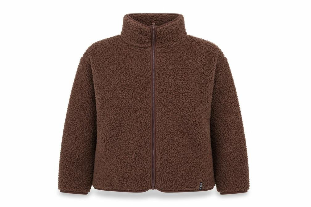 Front view of Online Home Shop Women's Brown Fleece Zip Jacket, size L