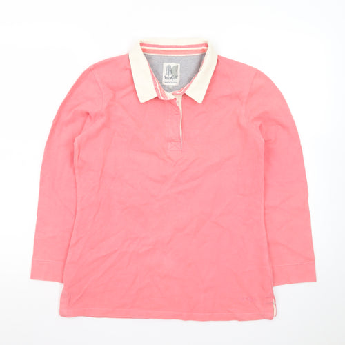 Weird Fish Women's Pink Long Sleeve Collared Polo Top Size 12