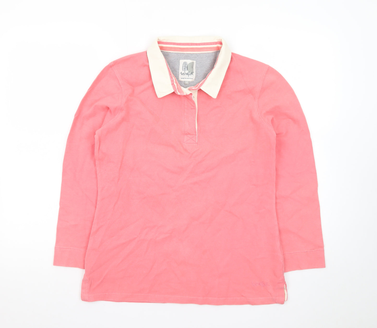 Weird Fish Women's Pink Long Sleeve Collared Polo Top Size 12