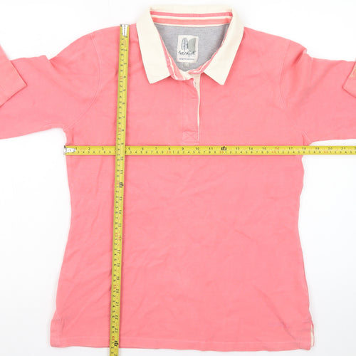 Weird Fish Women's Pink Long Sleeve Collared Polo Top Size 12