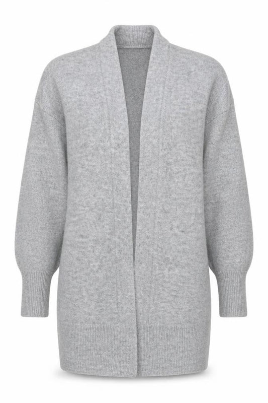 Front view of H&M Women Grey Long Sleeve Open Knit Cardigan XS