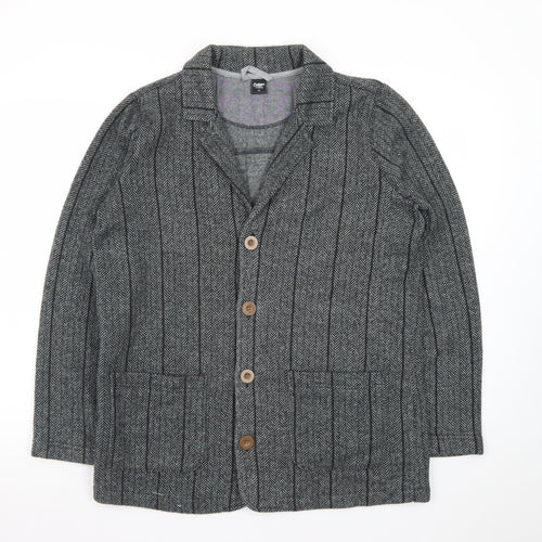 Cotton Traders Men's Grey Wool Herringbone Blazer Jacket M