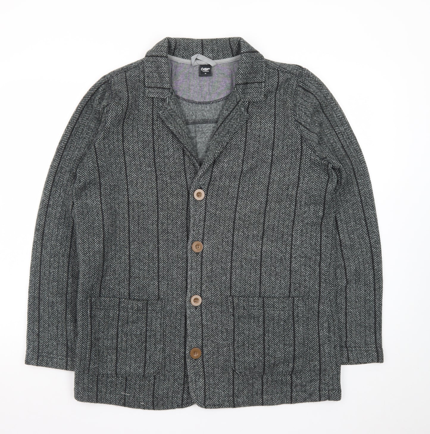 Cotton Traders Men's Grey Wool Herringbone Blazer Jacket M