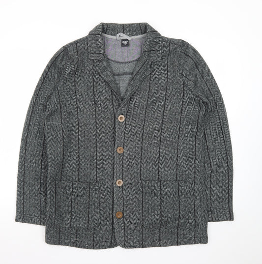 Cotton Traders Men's Grey Wool Herringbone Blazer Jacket M