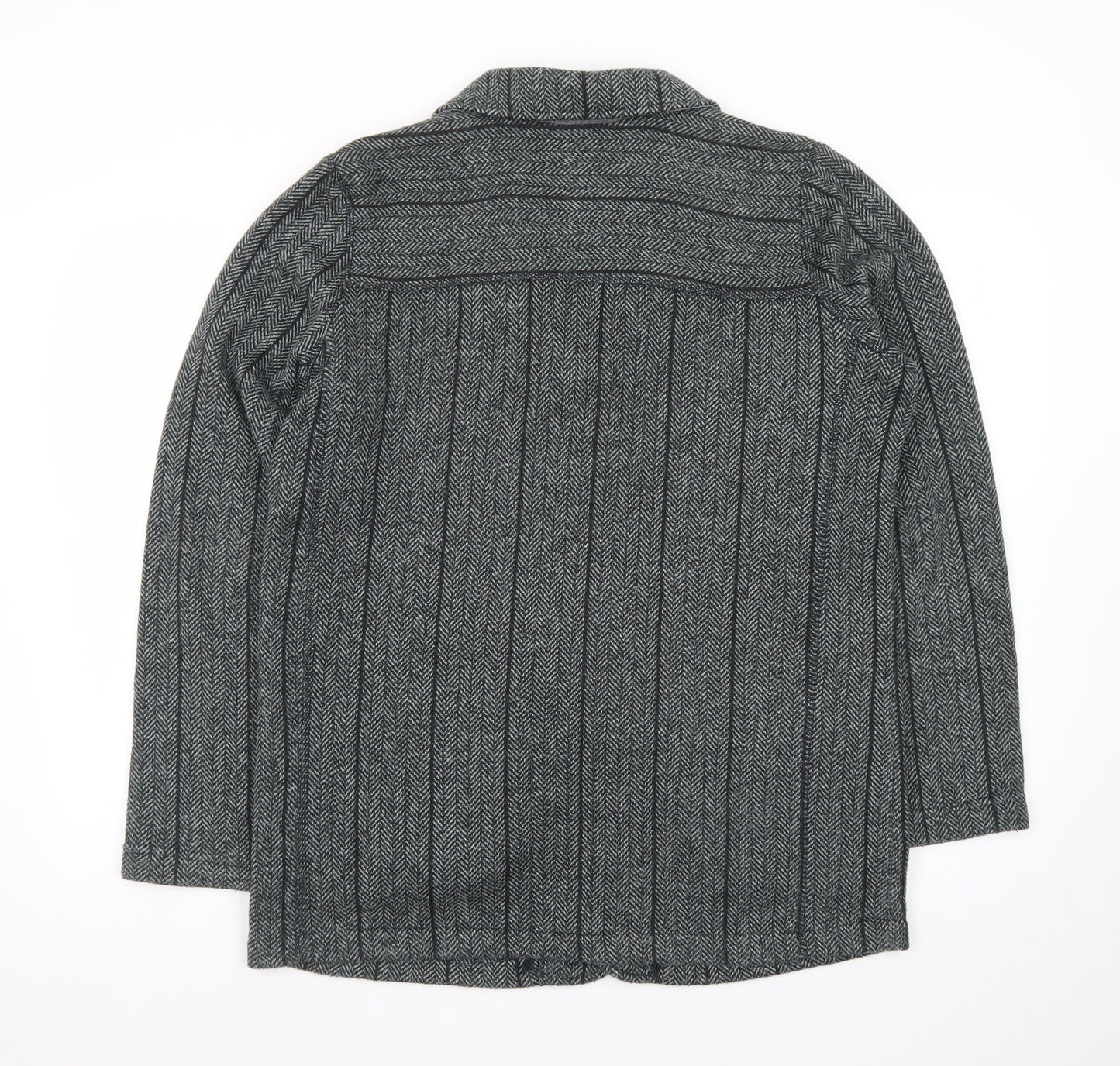 Cotton Traders Men's Grey Wool Herringbone Blazer Jacket M