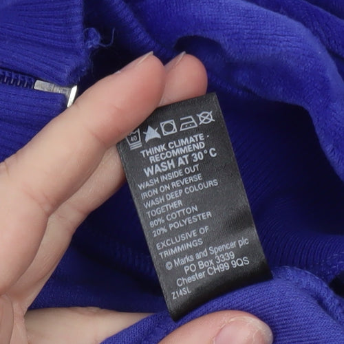 Marks and Spencer Women Blue Velour Zip Jacket UK 8