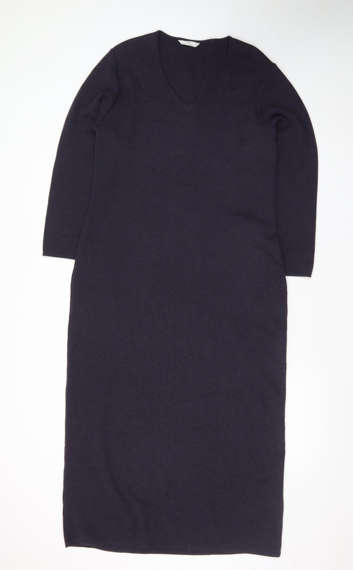 Marks and Spencer Women’s Black Knit V-Neck Wool Blend Sheath Dress Size 16