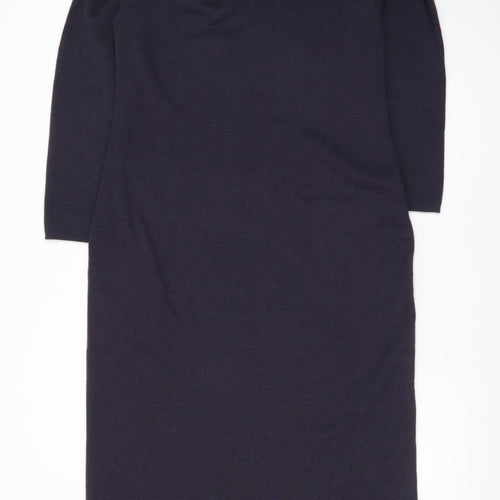 Marks and Spencer Women’s Black Knit V-Neck Wool Blend Sheath Dress Size 16