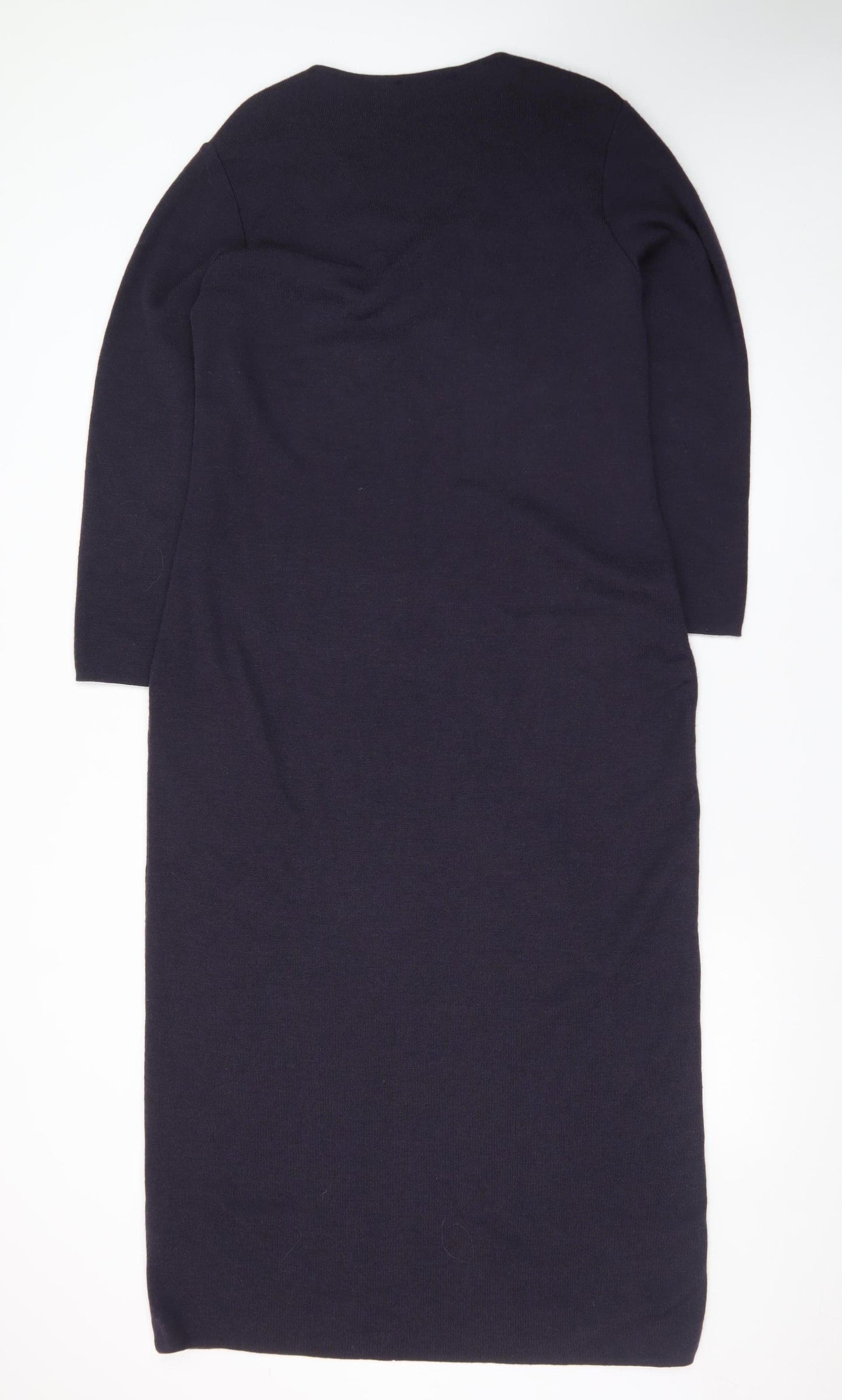 Marks and Spencer Women’s Black Knit V-Neck Wool Blend Sheath Dress Size 16