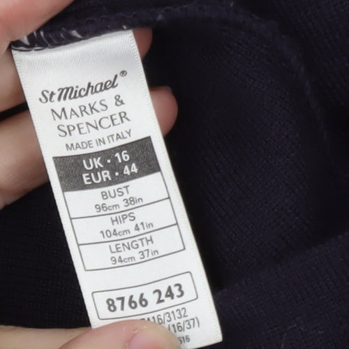 Marks and Spencer Women’s Black Knit V-Neck Wool Blend Sheath Dress Size 16