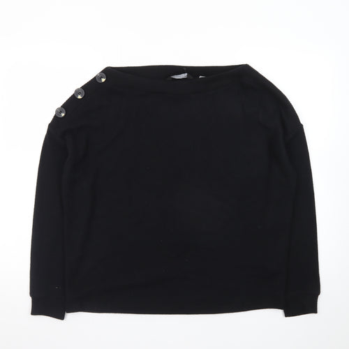 Dorothy Perkins Womens Black UK 12 Button Shoulder Boat Neck Jumper