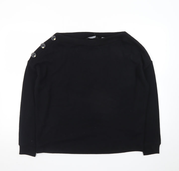 Dorothy Perkins Womens Black UK 12 Button Shoulder Boat Neck Jumper