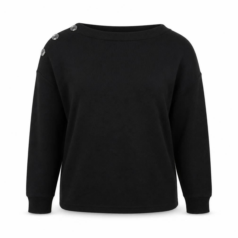 Dorothy Perkins Womens Black UK 12 Button Shoulder Boat Neck Jumper