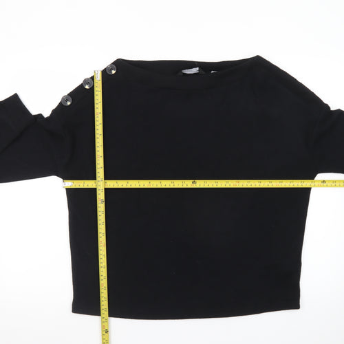 Dorothy Perkins Womens Black UK 12 Button Shoulder Boat Neck Jumper