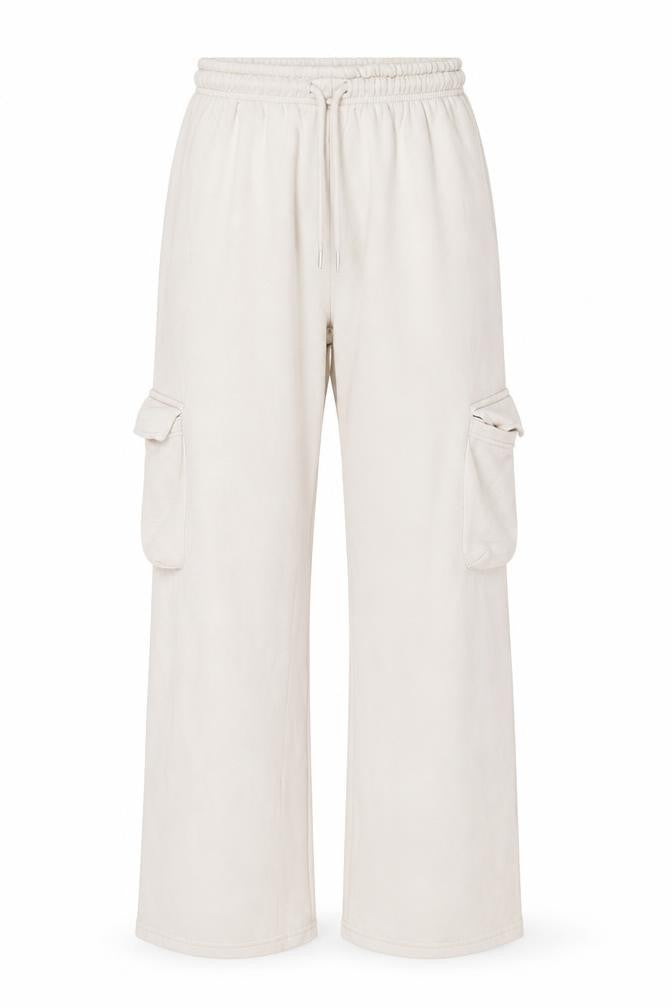 Boohoo Women’s Beige Cargo Fleece Trousers XS Elastic Waist