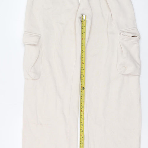 Boohoo Women’s Beige Cargo Fleece Trousers XS Elastic Waist