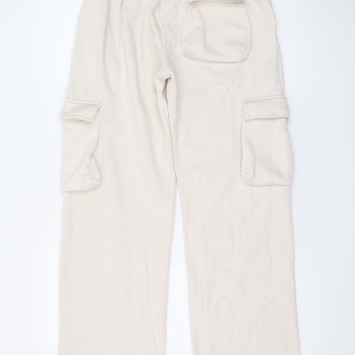 Boohoo Women’s Beige Cargo Fleece Trousers XS Elastic Waist