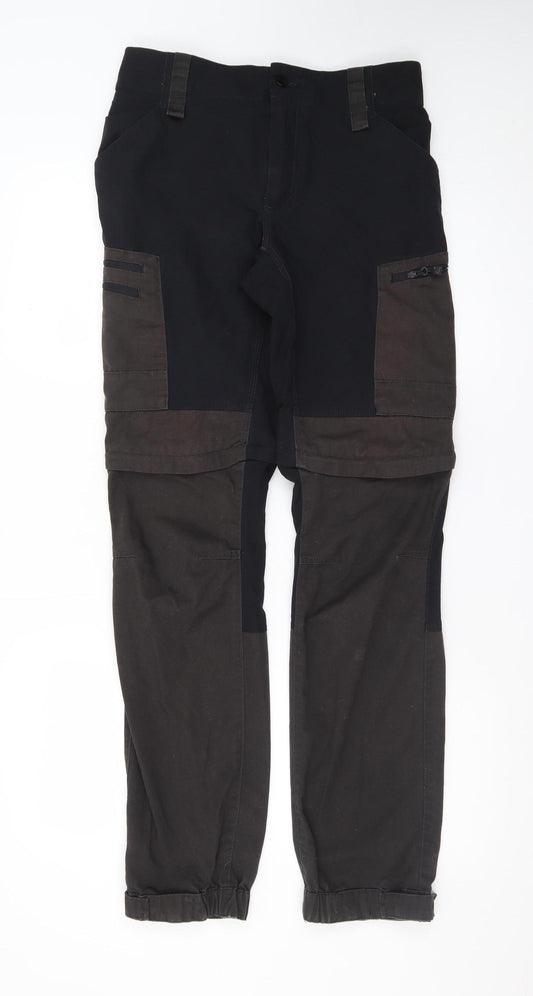 RevolutionRace Men’s Black Cargo Convertible Trousers Size S GPX Zip-Off