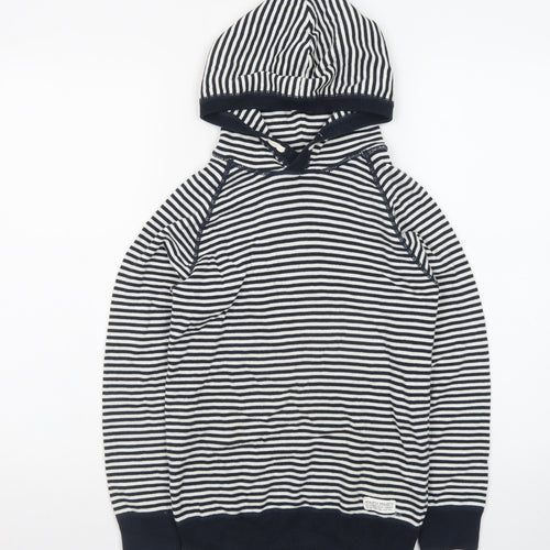 L.O.G.G by H&M Teens Navy & White Striped Cotton Hoodie Size 8-10 Years