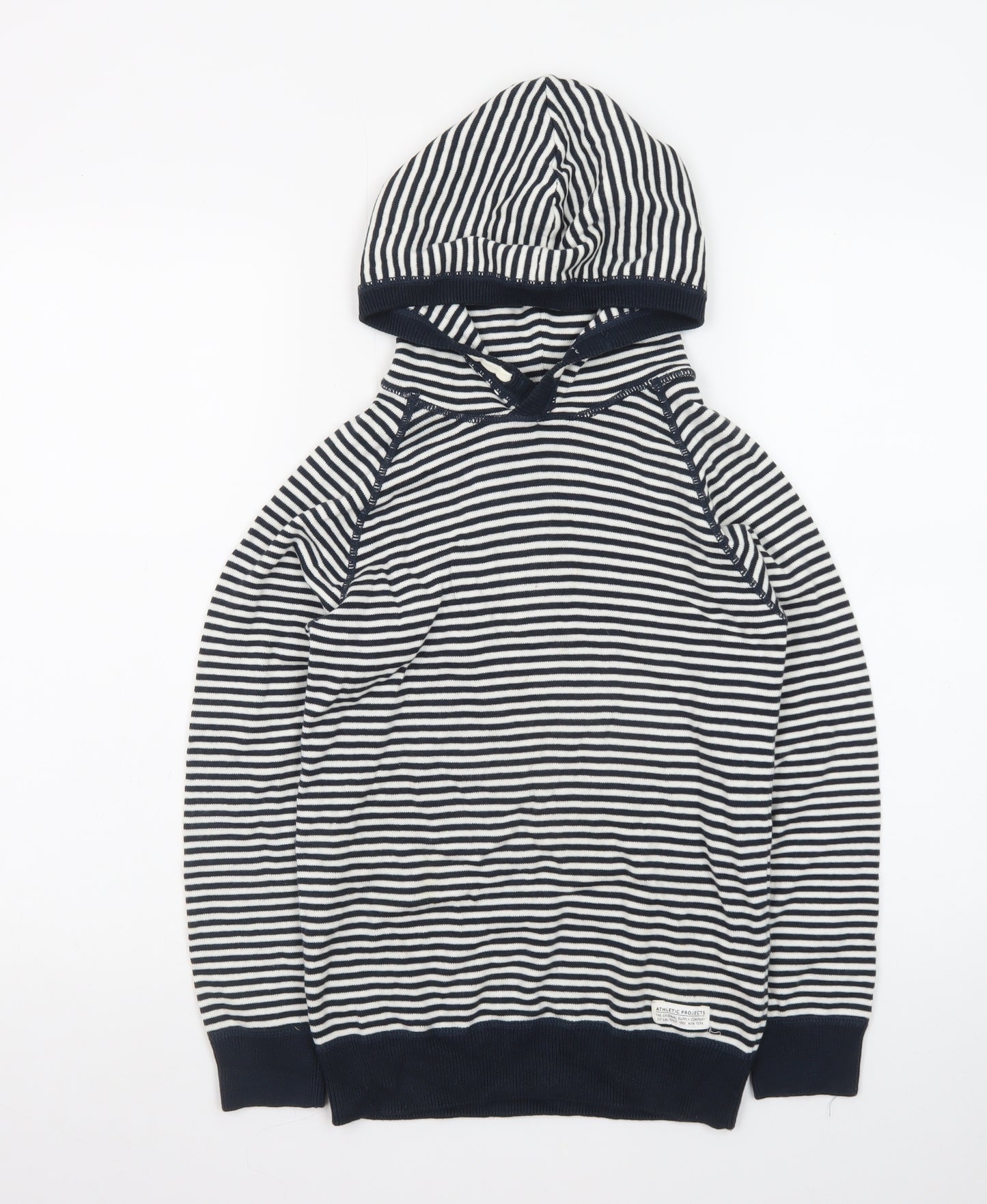 L.O.G.G by H&M Teens Navy & White Striped Cotton Hoodie Size 8-10 Years