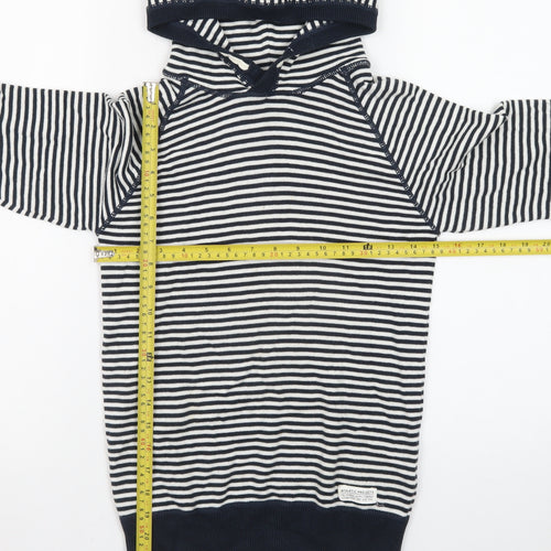 L.O.G.G by H&M Teens Navy & White Striped Cotton Hoodie Size 8-10 Years