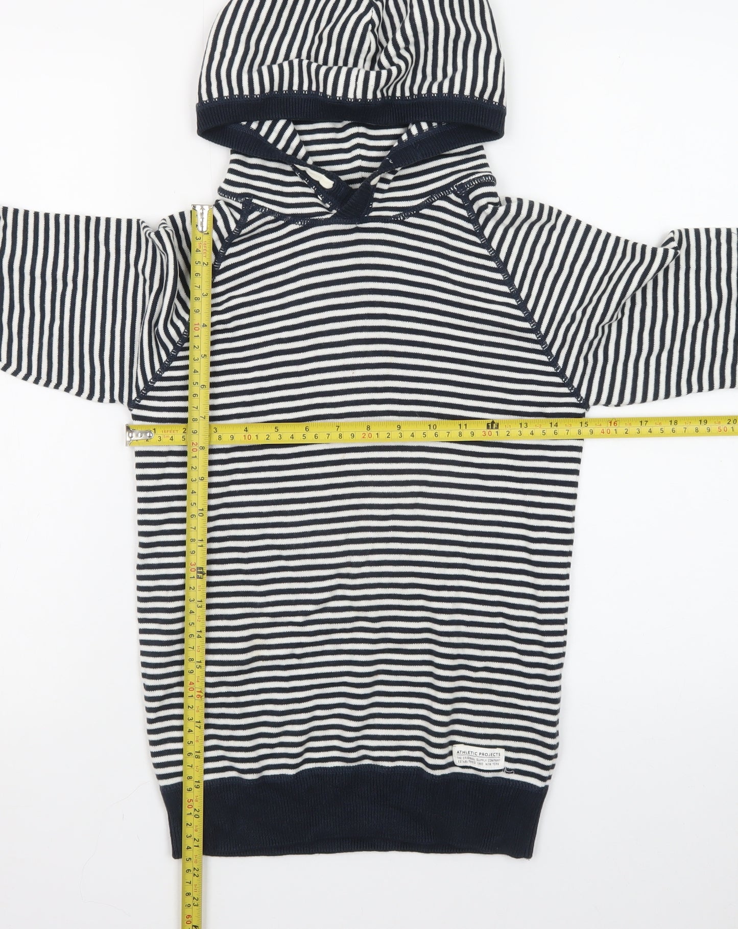 L.O.G.G by H&M Teens Navy & White Striped Cotton Hoodie Size 8-10 Years