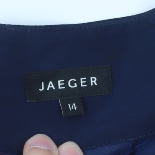 Jaeger Women's Blue Silk Pencil Skirt Size 14 Knee Length
