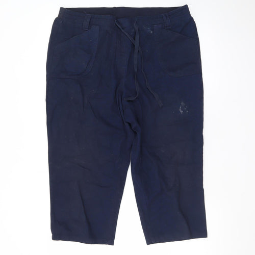 Cotton Traders Womens Blue Size 16 Capri Twill Trousers