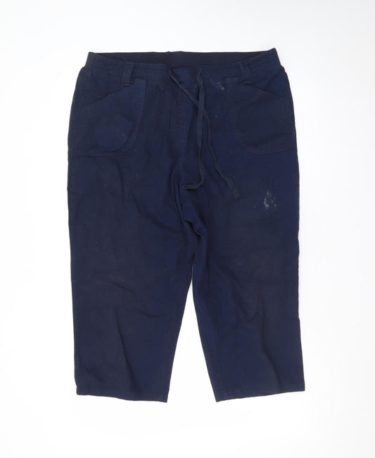 Cotton Traders Womens Blue Size 16 Capri Twill Trousers