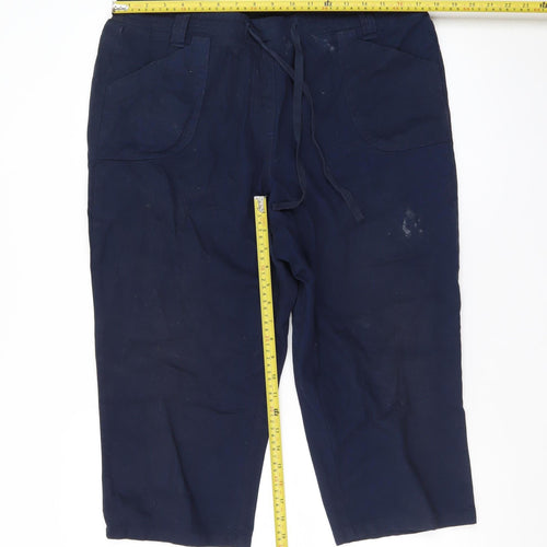 Cotton Traders Womens Blue Size 16 Capri Twill Trousers