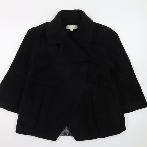Ronit Zilkha Womens Black Wool Mid-Length Coat Size 12