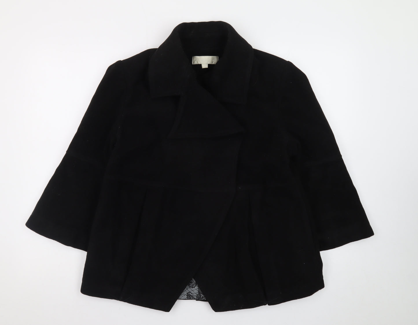 Ronit Zilkha Womens Black Wool Mid-Length Coat Size 12
