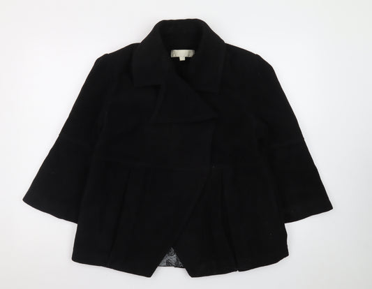 Ronit Zilkha Womens Black Wool Mid-Length Coat Size 12