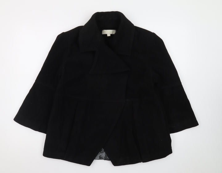 Ronit Zilkha Womens Black Wool Mid-Length Coat Size 12