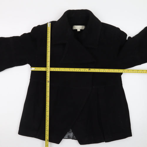 Ronit Zilkha Womens Black Wool Mid-Length Coat Size 12