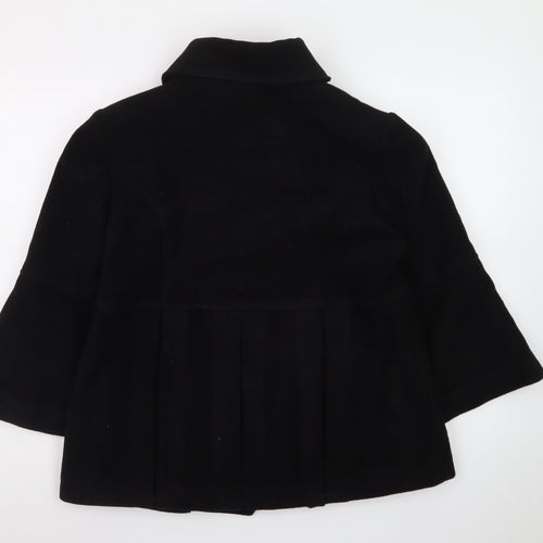 Ronit Zilkha Womens Black Wool Mid-Length Coat Size 12