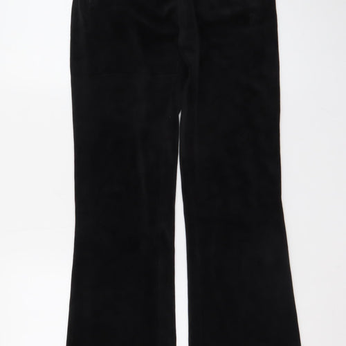 Juicy Couture Women’s Black Velour Flared Sweatpants XS Rhinestone Logo