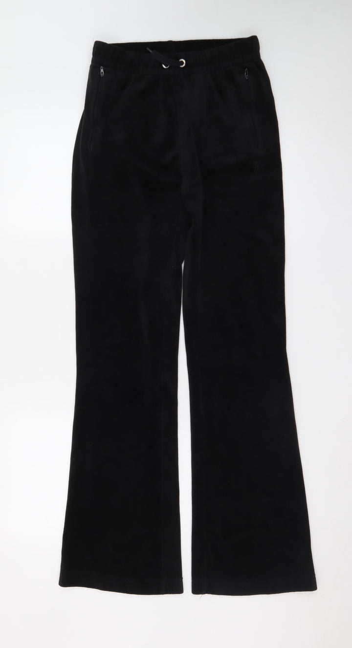 Juicy Couture Women’s Black Velour Flared Sweatpants XS Rhinestone Logo