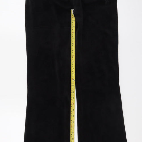Juicy Couture Women’s Black Velour Flared Sweatpants XS Rhinestone Logo