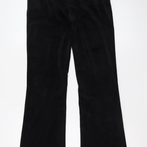 Juicy Couture Women’s Black Velour Flared Sweatpants XS Rhinestone Logo