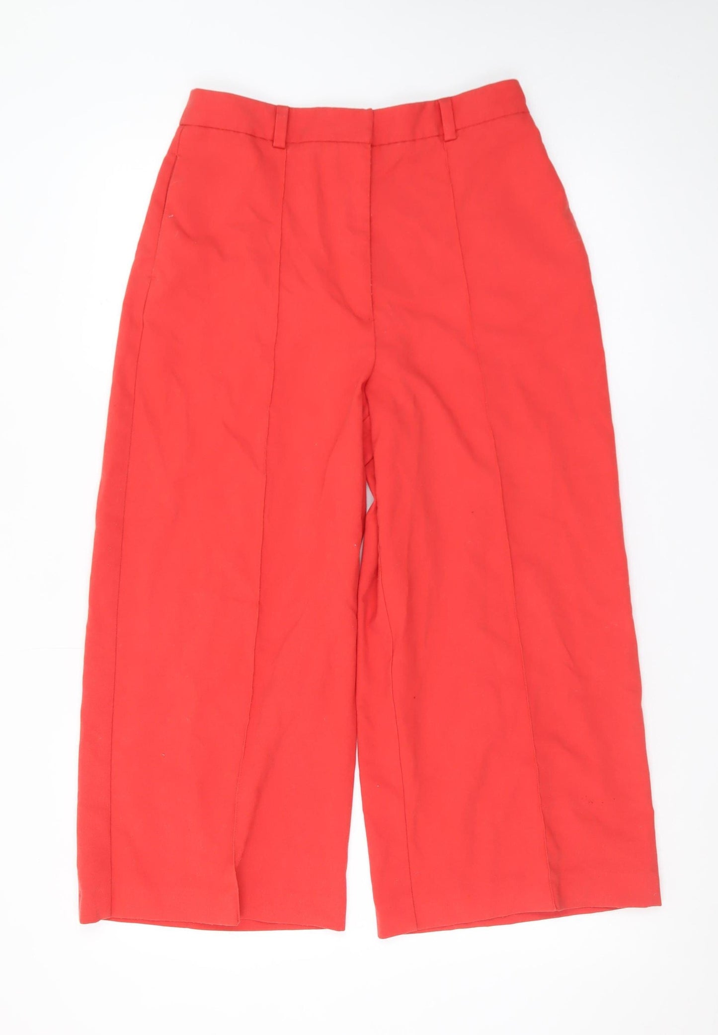 Phase Eight Women’s Red Cropped Wide-Leg Cotton Trousers UK 10