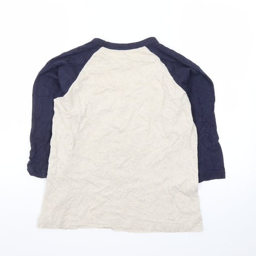 Uniqlo Men Beige Navy Popeye Graphic 3/4 Sleeve T-Shirt Size S