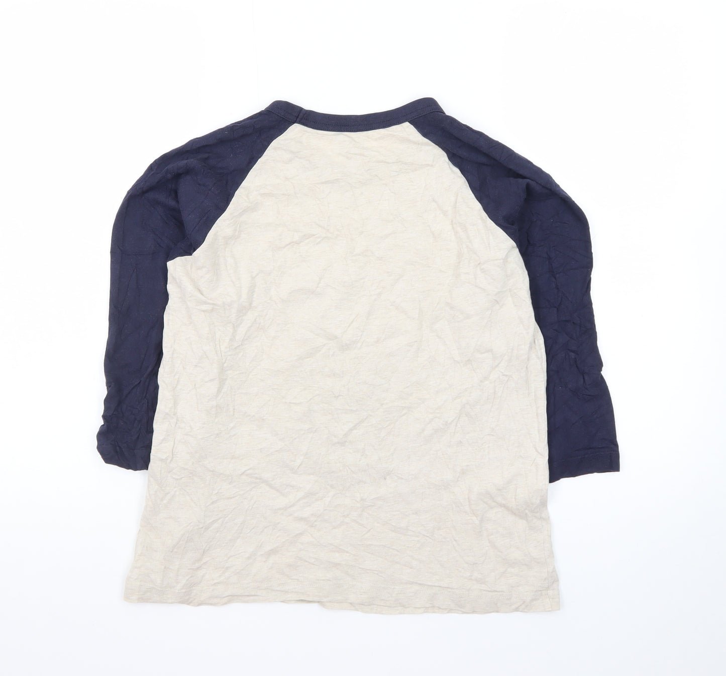 Uniqlo Men Beige Navy Popeye Graphic 3/4 Sleeve T-Shirt Size S