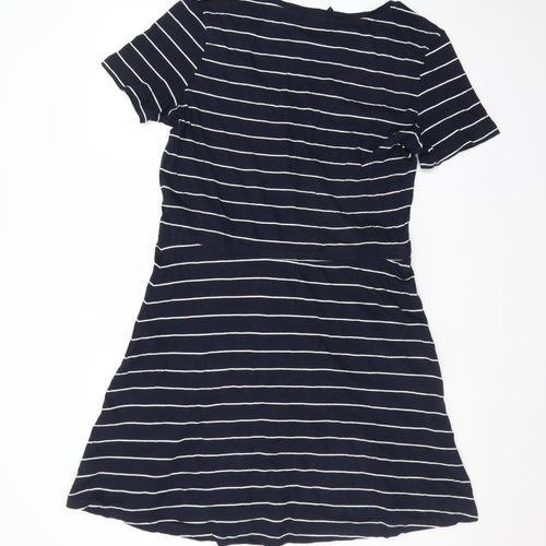 ONLY Women’s Blue Striped T-Shirt Dress Size S Short Sleeve V-Neck