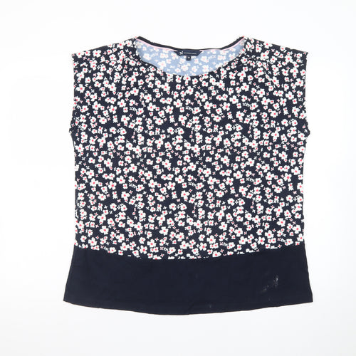 Crew Clothing Company Women's Blue Floral Sleeveless Cotton Blouse Size 16