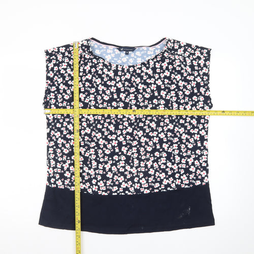 Crew Clothing Company Women's Blue Floral Sleeveless Cotton Blouse Size 16