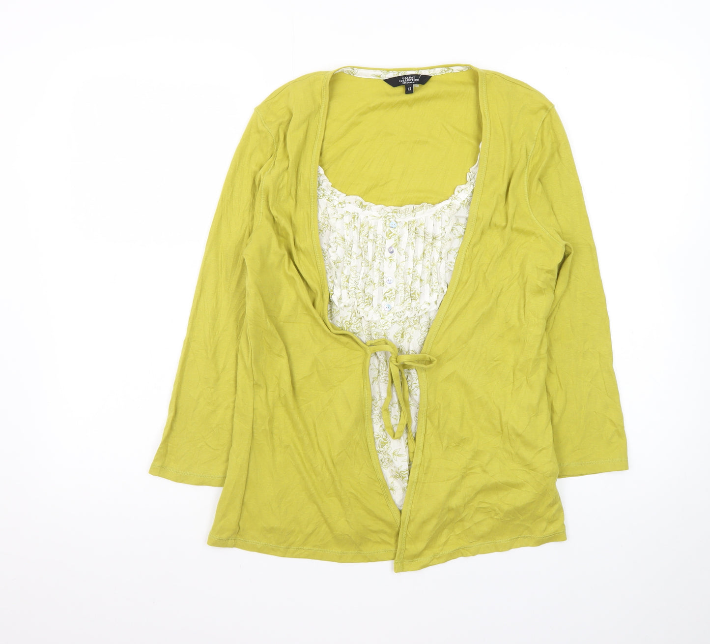 Debenhams Women’s Green Wrap Blouse Size 12 Cotton Elastane