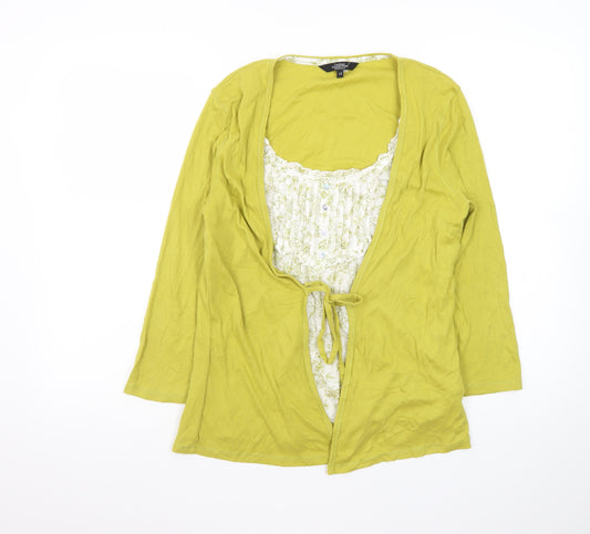 Debenhams Women’s Green Wrap Blouse Size 12 Cotton Elastane